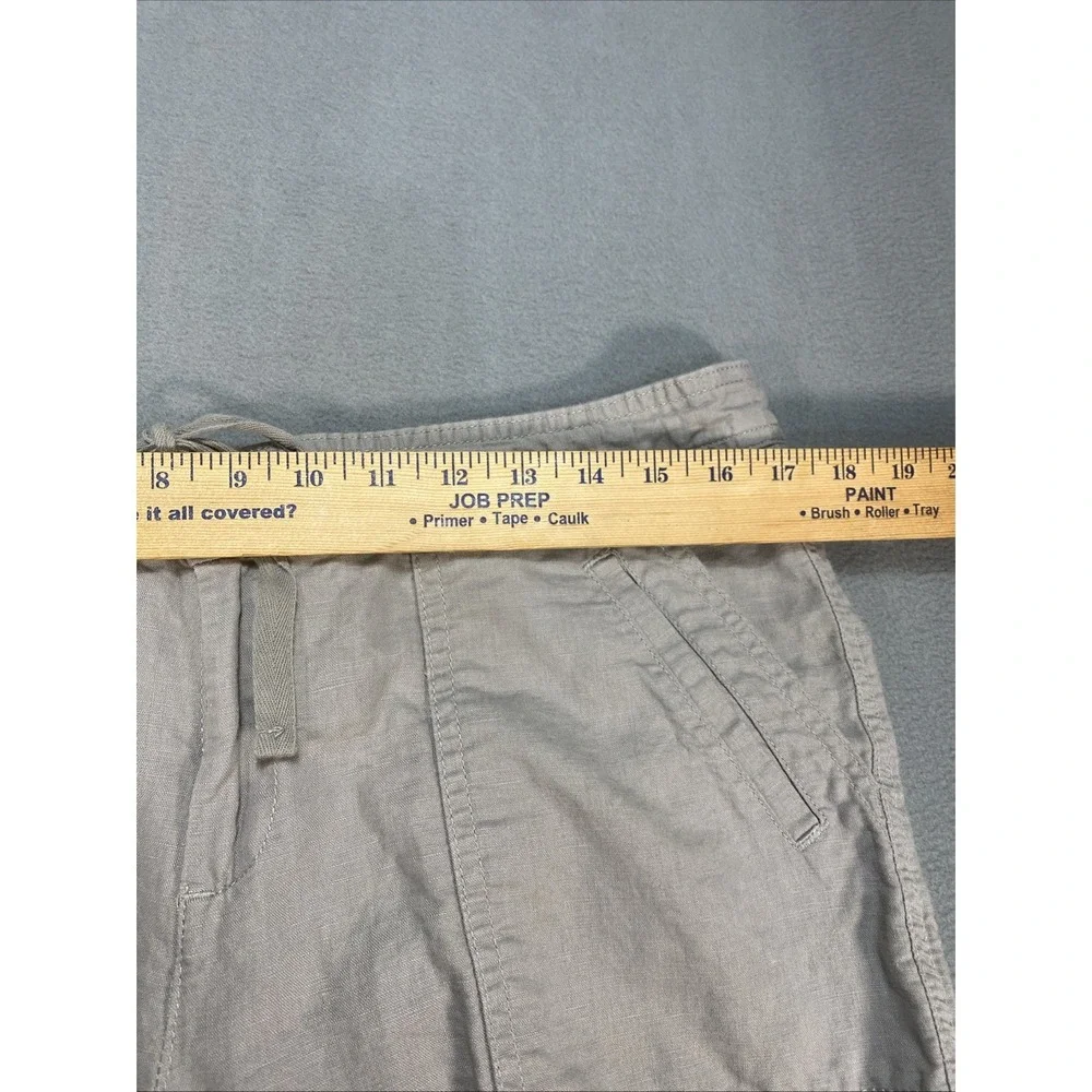 Banana Republic Womens Utility Pants Large Martin Fit Linen Blend‎ Gray Wide Leg